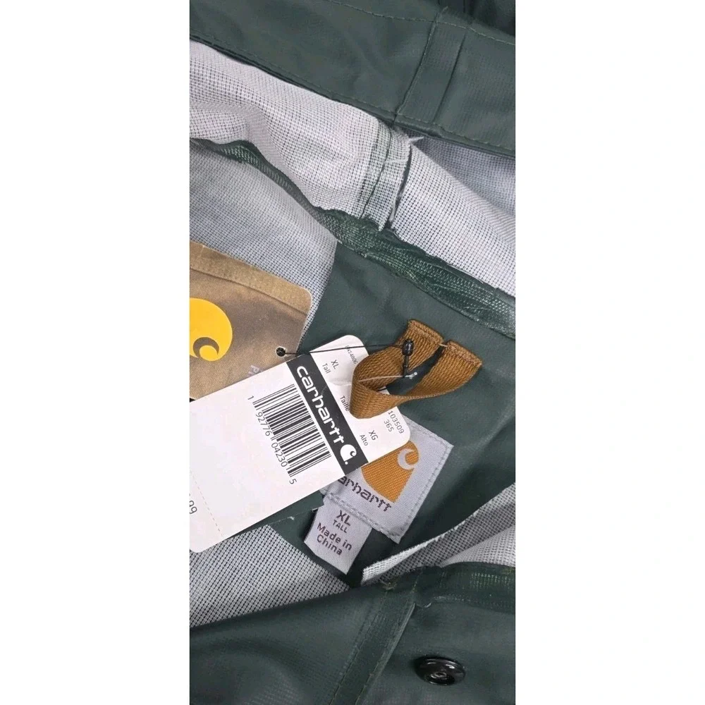Carhartt Men Midweight Waterproof Rain Storm Coat Hooded XL Tall‎ Green Jacket